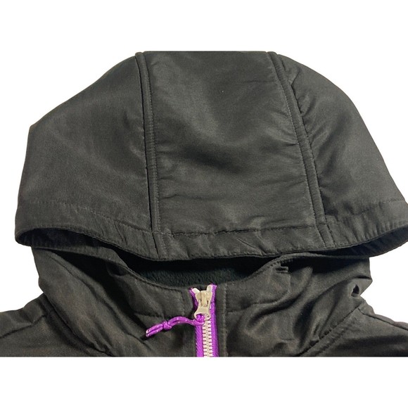 Free Country Soft Shell Fleece Hooded Jacket Womens Large Black/Purple Pockets - Picture 5 of 8
